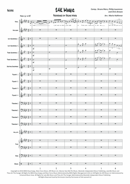 24k Magic Bruno Mars Jazz Ensemble W Vocals Score Parts Page 2