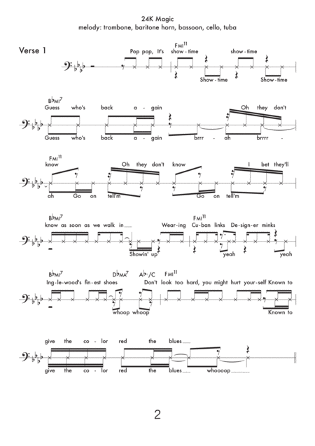 24k Magic Lead Sheet C Instruments Bass Clef Page 2