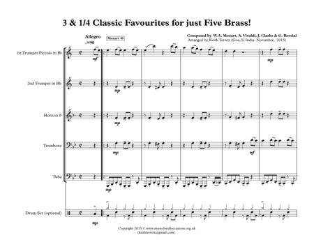 3 1 4 Classics For Brass Quintet Drum Kit Jazz For 5 Brass Series Page 2