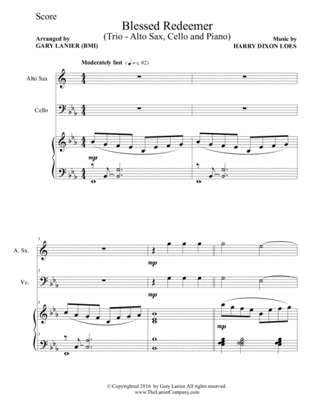 3 Favorite Hymns Trio Alto Sax Cello Piano With Score Parts Page 2