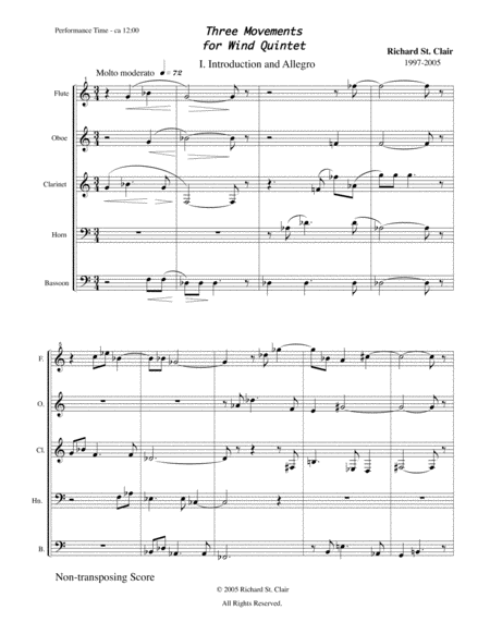 3 Movements For Woodwind Quintet Score Parts Attached Page 2