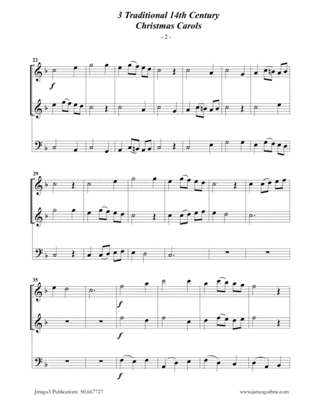 3 Traditional 14th Century Christmas Carols For Flute Duo Cello Page 2