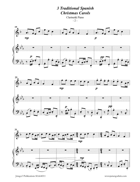 3 Traditional Spanish Christmas Carols For Clarinet Piano Page 2