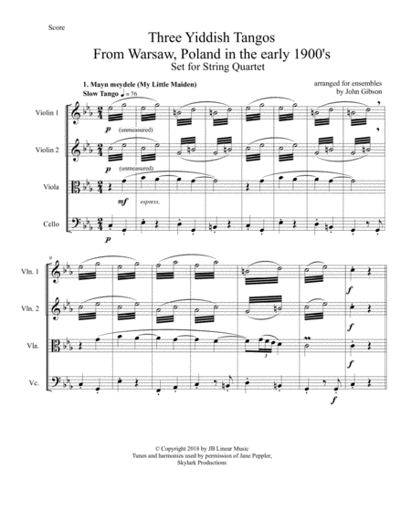 3 Yiddish Tangos For String Quartet Page 2