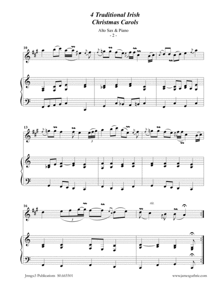 4 Traditional Irish Christmas Carols For Alto Sax Piano Page 2