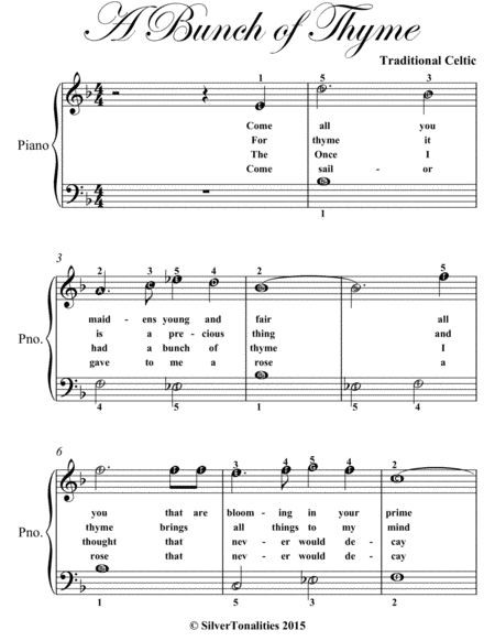 A Bunch Of Thyme Easiest Piano Sheet Music Page 2