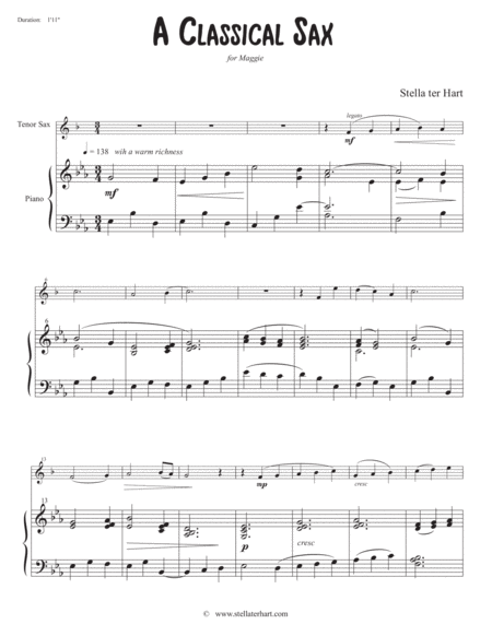 A Classical Sax Beginner Tenor Sax Solo With Piano Accompaniment Page 2