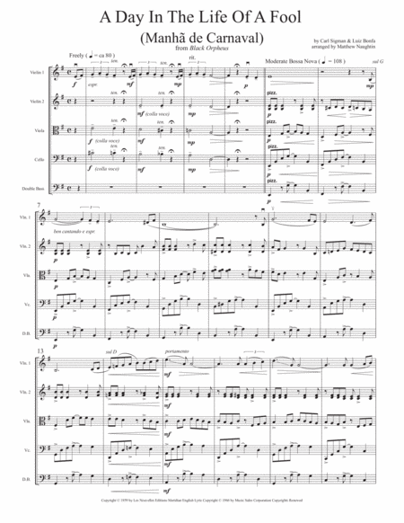 A Day In The Life Of A Fool Manh De Carnaval For String Orchestra Page 2