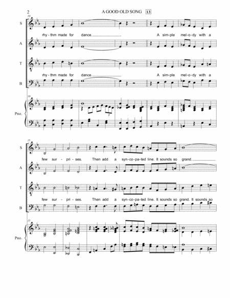 A Good Old Song Satb Piano Accompaniment An Original Ragtime Style Song From The Music Steamboat Comin Page 2