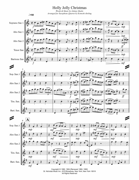 A Holly Jolly Christmas For Saxophone Quartet Satb Or Aatb Page 2