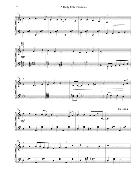 A Holly Jolly Christmas Intermediate Piano Page 2