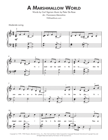 A Marshmallow World Easy Piano Page 2