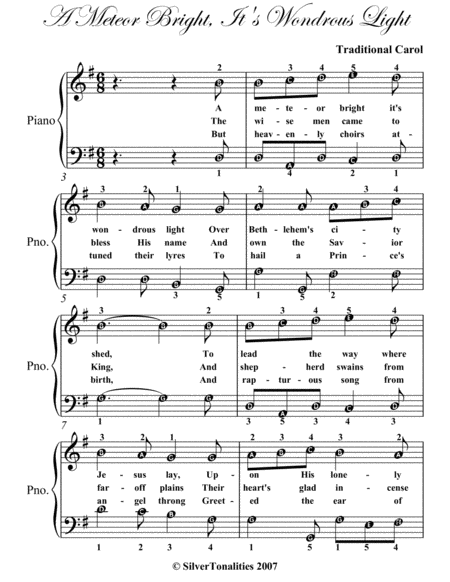 A Meteor Bright Its Wondrous Light Easy Piano Sheet Music Page 2