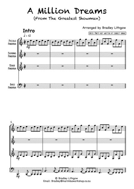 A Million Dreams Arranged By Bradley Lithgow For African Marimba Band Diatonic In C Page 2