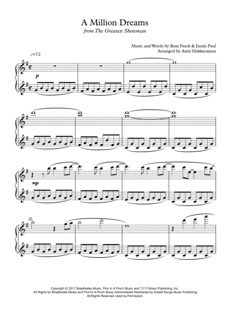 A Million Dreams From The Greatest Showman Piano Page 2