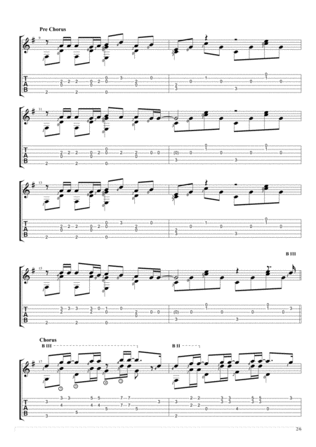 A Million Dreams Solo Guitar Tablature Page 2