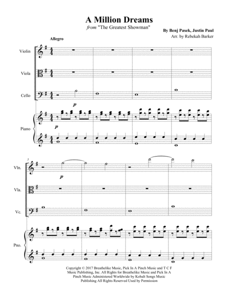 A Million Dreams String Chamber Ensemble With Piano Page 2