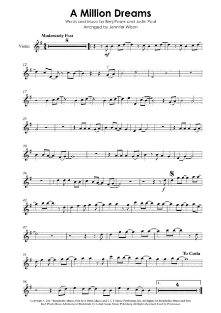 A Million Dreams Violin Piano Early Intermediate Page 2