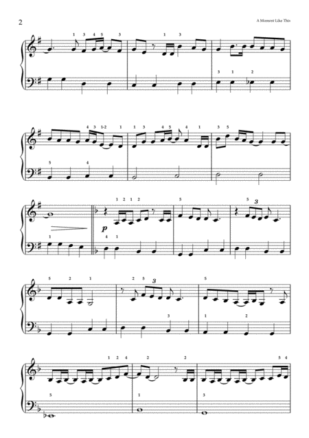 A Moment Like This For Easy Piano Page 2