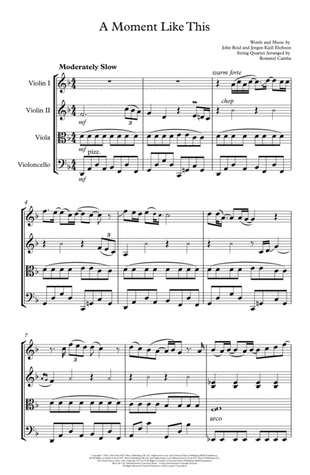A Moment Like This Kelly Clarkson String Quartet Page 2