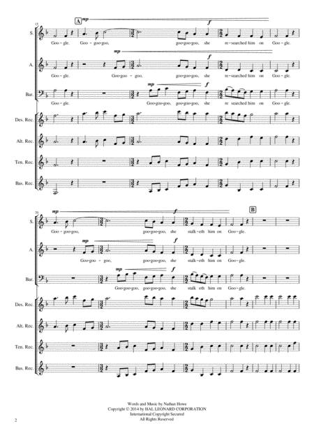 A Social Madrigal With 4 Part Recorder Accompaniment Page 2