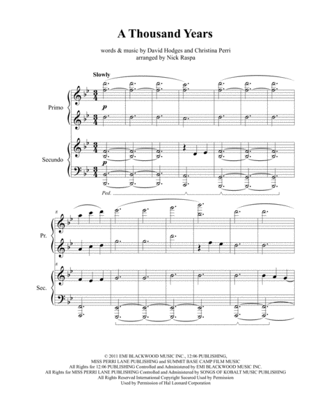 A Thousand Years 1 Piano 4 Hands Page 2