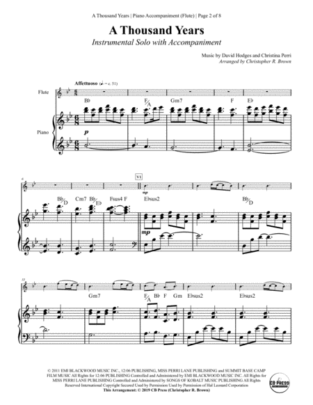 A Thousand Years Flute Solo With Piano Accompaniment Page 2