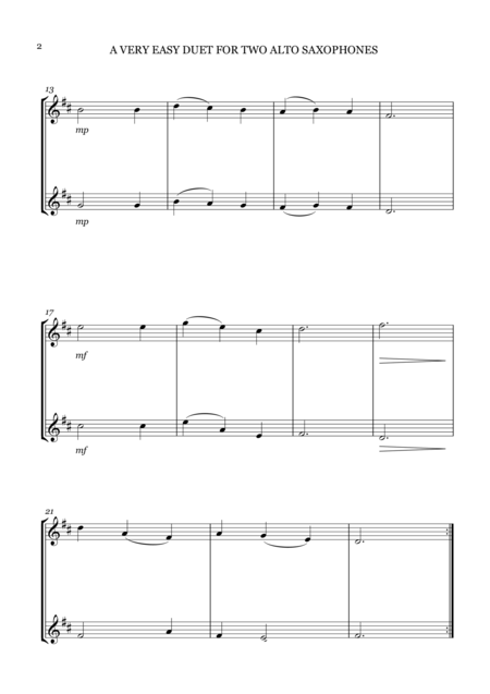 A Very Easy Alto Saxophone Duet Silent Night Page 2