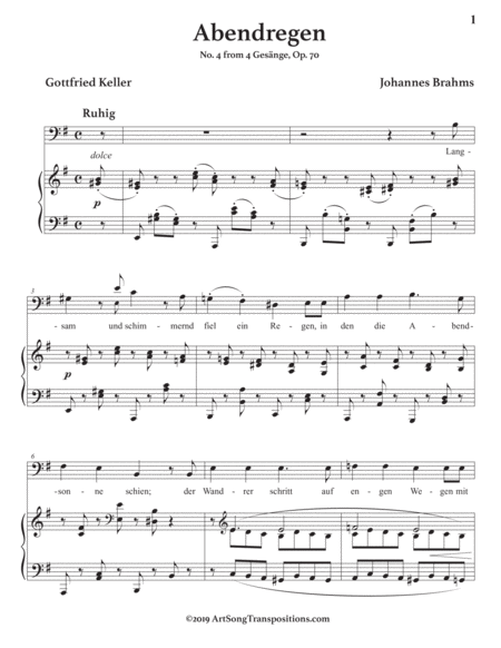 Abendregen Op 70 No 4 Transposed To G Major Bass Clef Page 2