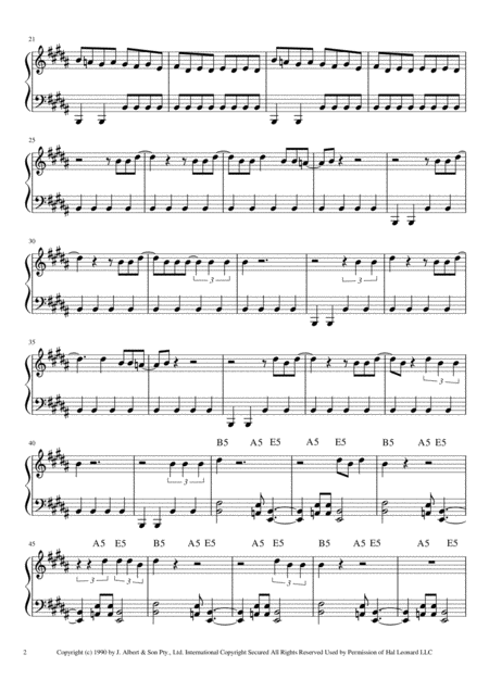 Ac Dc Thunderstruck Easy Piano Sheet Page 2