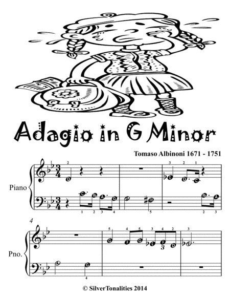 Adagio In G Minor Beginner Piano Sheet Music Tadpole Edition Page 2