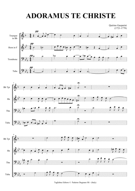 Adoramus Te Christe Q Gasparini For Brass Quartet Set Of Parts Page 2