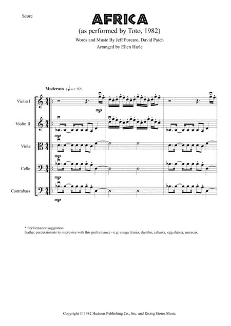 Africa Performed By Toto 1982 String Quartet String Quintet String Orchestra Or Ensemble Page 2