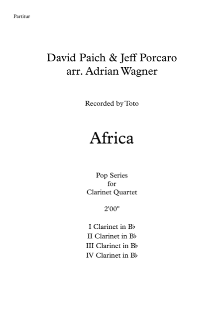 Africa Toto Clarinet Quartet Arr Adrian Wagner Page 2