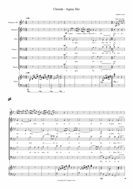 Agnus Dei For 5 Voices Sattb Piano And Optional Bb Trumpet Page 2