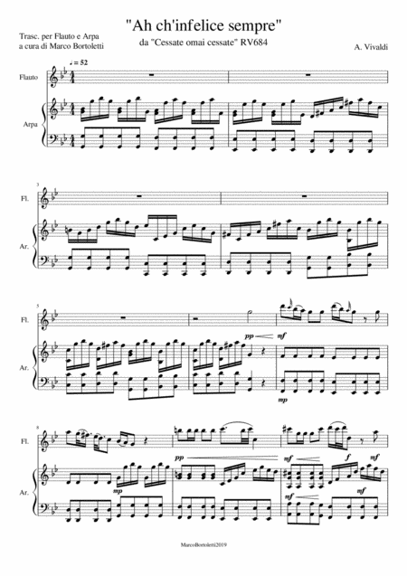 Ah Ch Infelice Sempre Rv 648 A Vivaldi Transcription For Flute And Harp Page 2