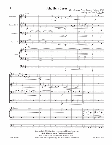 Ah Holy Jesus For Brass Quartet And Organ Page 2