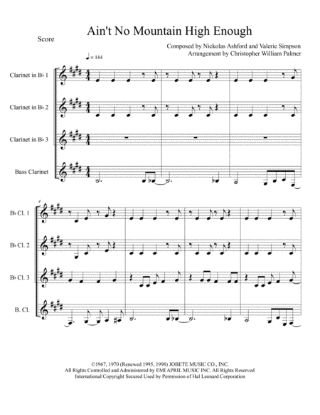 Aint No Mountain High Enough Clarinet Quartet Page 2