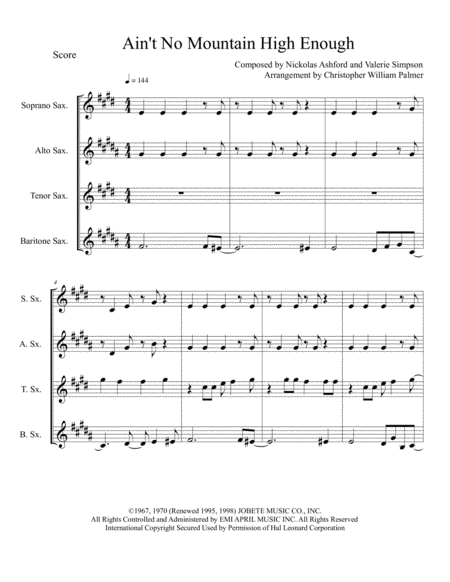 Aint No Mountain High Enough Saxophone Quartet Page 2