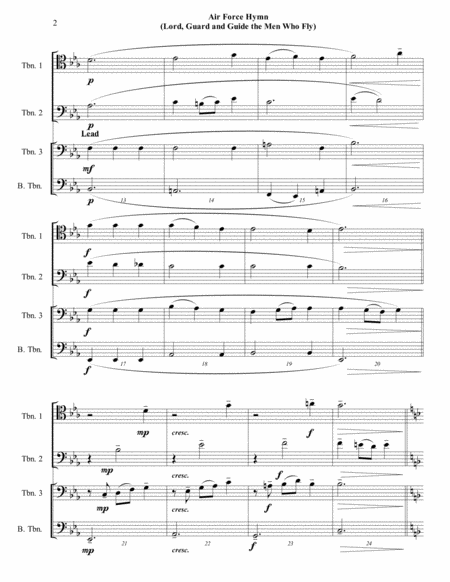 Air Force Hymn Lord Guard And Guide Trombone Choir Or Quartet Advanced Intermediate Page 2