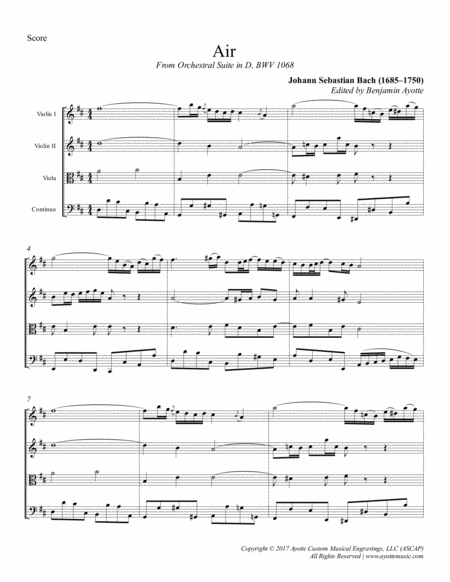 Air From Orchestral Suite No 3 Bwv 1068 Score And Parts Page 2