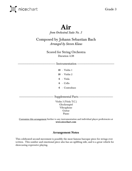 Air From Orchestral Suite No 3 Score Parts Page 2