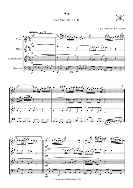 Air From Suite No 3 In D Arr Woodwind Quartet Page 2