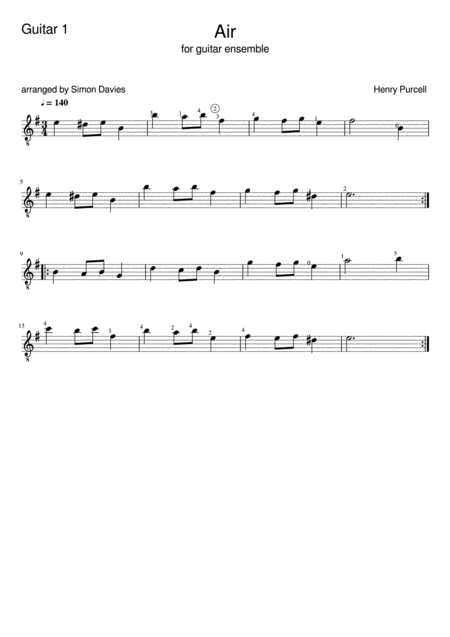 Air H Purcell Arranged For Beginner Guitar Ensemble Page 2