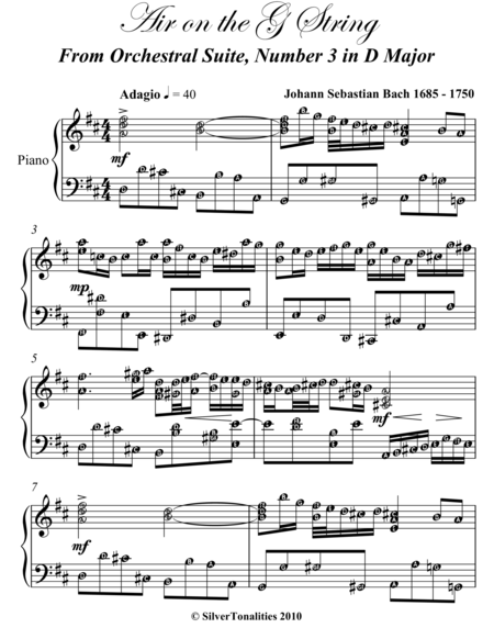 Air On The G String Easy Intermediate Piano Sheet Music Page 2