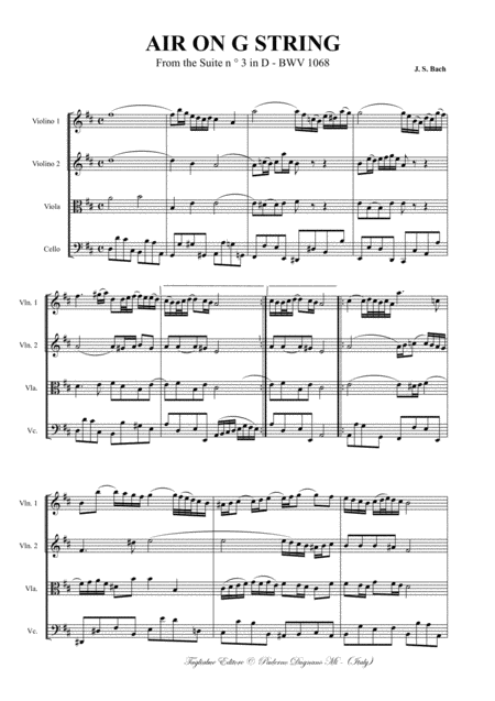 Air On The G String From The Suite N 3 In D Bwv 1068 With Parts Page 2