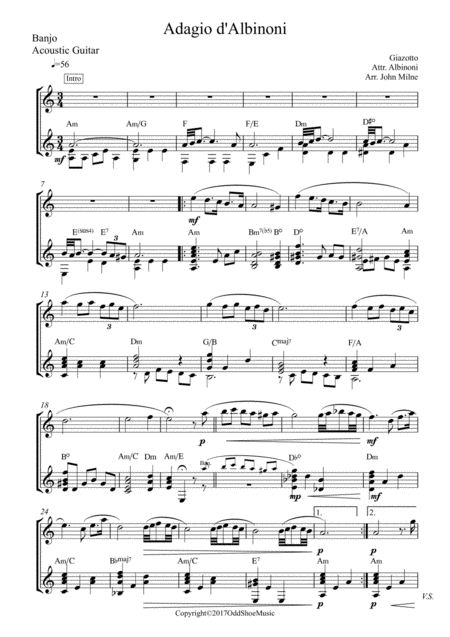 Albinonis Adagio For 5 String Banjo And Guitar Page 2