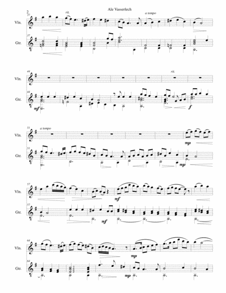 Ale Vasserlech All The Waters Flow Away For Violin And Guitar Page 2