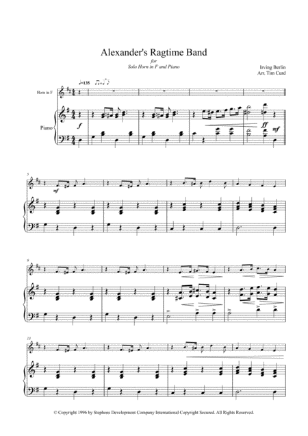 Alexanders Ragtime Band For Solo Horn In F And Piano Page 2