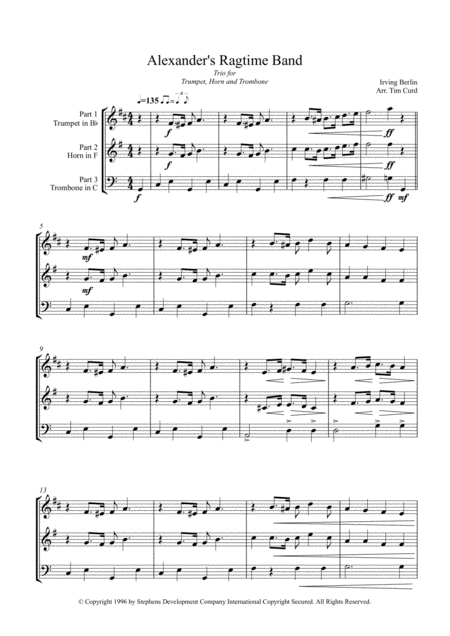 Alexanders Ragtime Band Trio For Trumpet Horn And Trombone Page 2